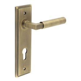 Westminster Door Handle Din Euro Backplate Antique Brass - By Frelan Hardware - BUR30KIT12