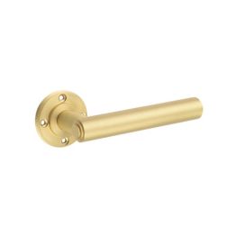 Richmond Satin Brass Lever on Rose Door Handles - Roses Sold Separately - By Frelan Hardware - BUR45SB