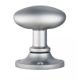 Oval Mortice Knob - Satin Chrome