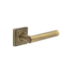 Richmond Door Handles Square Stepped Antique Brass - By Frelan Hardware - BUR45KIT7