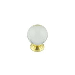25mm Brass Finish Clear Glass Ball Cupboard Knob - By Frelan Hardware - JH4151-25PVD