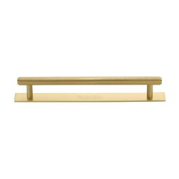 Heritage Brass Cabinet Pull Knurled Design with Plate 160mm CTC Satin Brass Finish