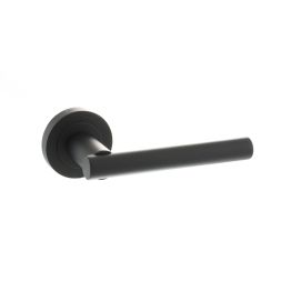 STATUS Nebraska Lever Door Handle on Round Rose - Matt Black