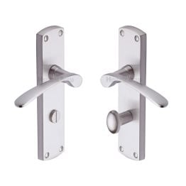 Heritage Brass Door Handle for Bathroom Diplomat Design Satin Nickel finish