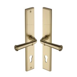 Heritage Brass Multi-Point Door Handle Lever Lock Colonial RH Design Satin Brass finish