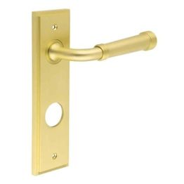 Highgate Door Handle Din Bathroom Backplate Satin Brass - By Frelan Hardware - BUR35KIT247