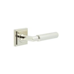 Piccadilly Door Handle on Square Stepped Rose Polished Nickel - By Frelan Hardware - BUR40KIT163