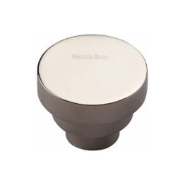 Heritage Brass Cabinet Knob Round Stepped Design 32mm Polished Nickel finish