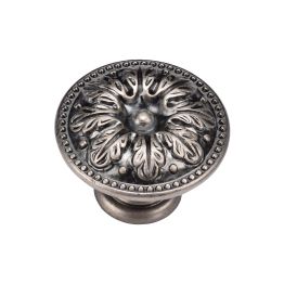 Floral Round Knob 035mm Distressed Pewter finish