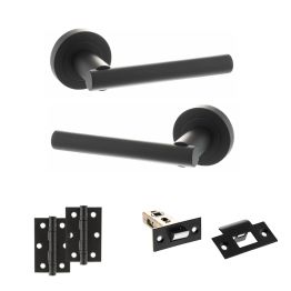 STATUS Nebraska Door Handle Pack (Latch Set - 2.5" Latch, 3" Hinges x2) - Matt Black
