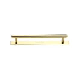 Heritage Brass Cabinet Pull Step Design with Plate 128mm CTC Polished Brass Finish