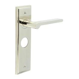 Fitzrovia Door Handle Lock Backplate Polished Nickel - By Frelan Hardware - BUR15KIT166