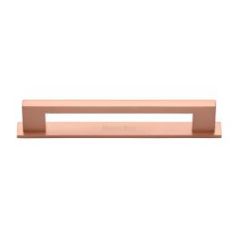 Heritage Brass Cabinet Pull Metro Design with Plate 160mm CTC Satin Rose Gold Finish