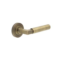 Westminster Door Handle on Plain Rose Antique Brass - By Frelan Hardware - BUR30KIT1