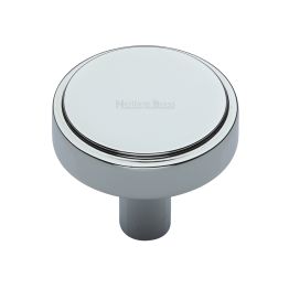 Heritage Brass Cabinet Knob Stepped Disc Design 38mm Polished Chrome finish