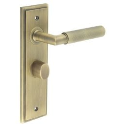 Piccadilly Door Handle Bathroom Backplate Antique Brass & Turn & Release - By Frelan Hardware - BUR-40AB-453AB-81AB