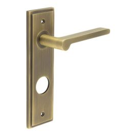 Fitzrovia Door Handle Din Bathroom Backplate Antique Brass - By Frelan Hardware - BUR15KIT13