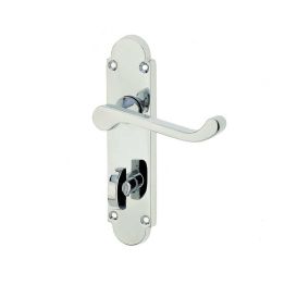 Epsom Suite Door Handle on Bathroom Plate Polished Chrome - By Frelan Hardware - JV250BPC