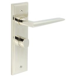 Mayfair Door Handle Bathroom Backplate Polished Nickel & Turn & Release - By Frelan Hardware - BUR-10PN-453PN-81PN