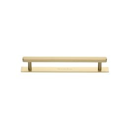 Heritage Brass Cabinet Pull Hexagonal Design with Plate 96mm CTC Satin Brass Finish