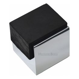 Heritage Brass Door Stop Square Floor Mounted Design Polished Chrome Finish