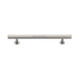 Heritage Brass Cabinet Pull Square Design with Footings 160mm CTC Satin Nickel finish