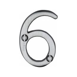 Heritage Brass Numeral 6 Face Fix 51mm (2") Satin Chrome finish