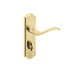 Paris Suite Door Handles on Bathroom Plate PVD Brass - By Frelan Hardware - JV283PVD