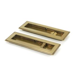 Aged Brass 175mm Art Deco Rectangular Pull - Privacy Set