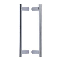 Heritage Brass Back to Back Door Pull Handle Round Bar Design 336mm&nbsp;Polished Chrome Finish