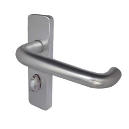 19mm Round Bar Door Handle on Bathroom Plate Satin Anodised Aluminium - By Frelan Hardware - J4673B