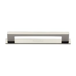 Heritage Brass Cabinet Pull Metro Design with Plate 160mm CTC Polished Nickel Finish