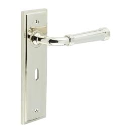 Highgate Door Handle Lock Backplate Polished Nickel - By Frelan Hardware - BUR35KIT165