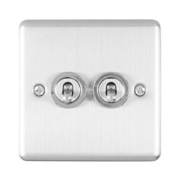 Eurolite Enhance Decorative 2 Gang Toggle Switch Satin Stainless Steel