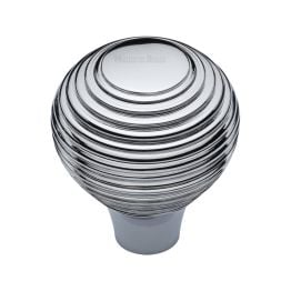 Heritage Brass Cabinet Knob Reeded Design 32mm Polished Chrome finish