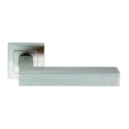 Alvar Designer Lever On Sprung Square Rose - Satin Stainless Steel