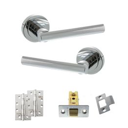 STATUS Nebraska Door Handle Pack (Latch Set - 2.5" CE Latch, 4" Slim Knuckle Hinges x2) - Polished Chrome