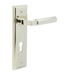 Westminster Door Handle Din Euro Backplate Polished Nickel - By Frelan Hardware - BUR30KIT168