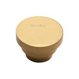 Heritage Brass Cabinet Knob Round Stepped Design 32mm Satin Brass finish