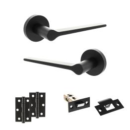 Senza Pari Laviano Door Handle Pack (Latch Set - 2.5" Latch, 3" Hinges x2) - Matt Black