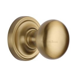 Heritage Brass Mortice Knob on Rose Hampstead Design Satin Brass finish
