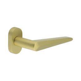 CR-107 Satin Brass Multi Point Oval Rose Door Handle - By Frelan Hardware - CR-107C4SB