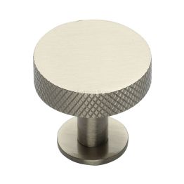 Heritage Brass Cabinet Knob Knurled Disc Design with Rose 38mm Satin Nickel finish