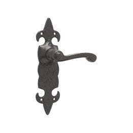 Fleur De Lys Suite Door Handle on Latchplate Black - By Frelan Hardware - JAB84