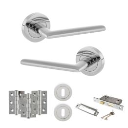 STATUS Alabama Door Handle Pack (3 Lever Lock Set - 3" CE Sashlock, 3" Fire Rated Hinges x3) - Polished Chrome