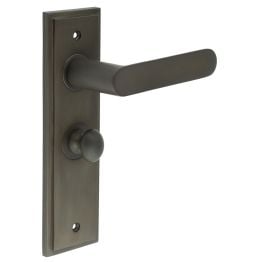 Kensington Door Handle Bathroom Backplate Dark Bronze & Turn & Release - By Frelan Hardware - BUR-25DB-453DB-80DB