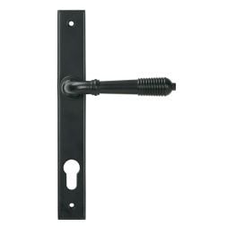 Matt Black Reeded Slimline Lever Espag. Lock Set