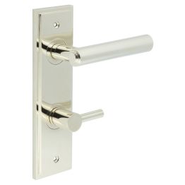 Richmond Door Handle Din Bathroom Backplate Polished Nickel & Turn & Release - By Frelan Hardware - BUR-45PN-456PN-82PN