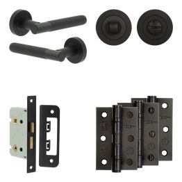 Complete Venice Door Handle Pack - Bathroom - Black - By Frelan Hardware - JE-F5B3-MB