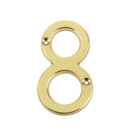 Jedo 75mm Screw Fix Numerals Polished Brass No. 8 - By Frelan Hardware - JN-8
